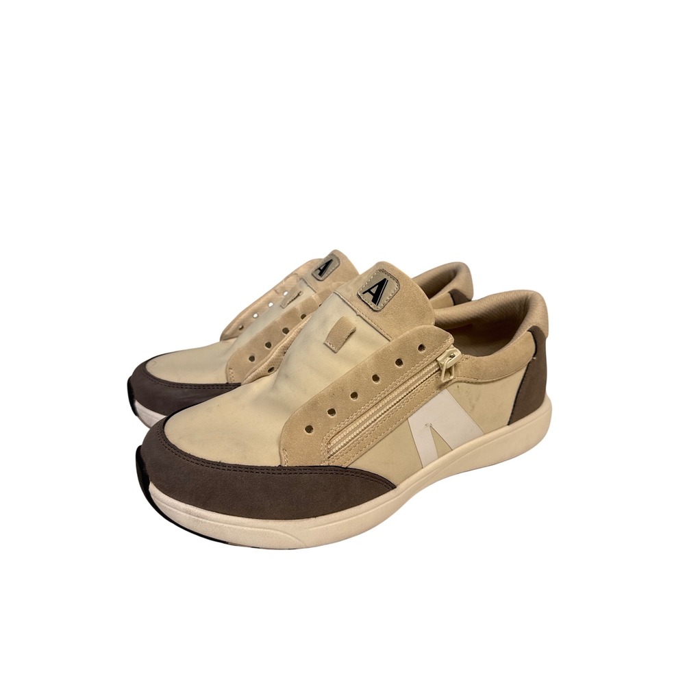 Alegria Enzara Tan Brown Side Zip Slip Resistant Sneakers EZR 63 Womens Sz 43
